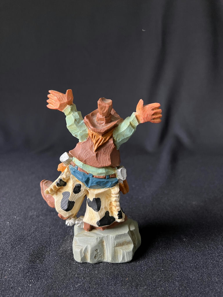 Colorful flower sculpture with hummingbird and cowboy figurine - image 7 of 11