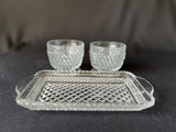 Vintage Diamond-pattern pressed glass cocktail set and glass butter dish - thumbnail 8 of 16