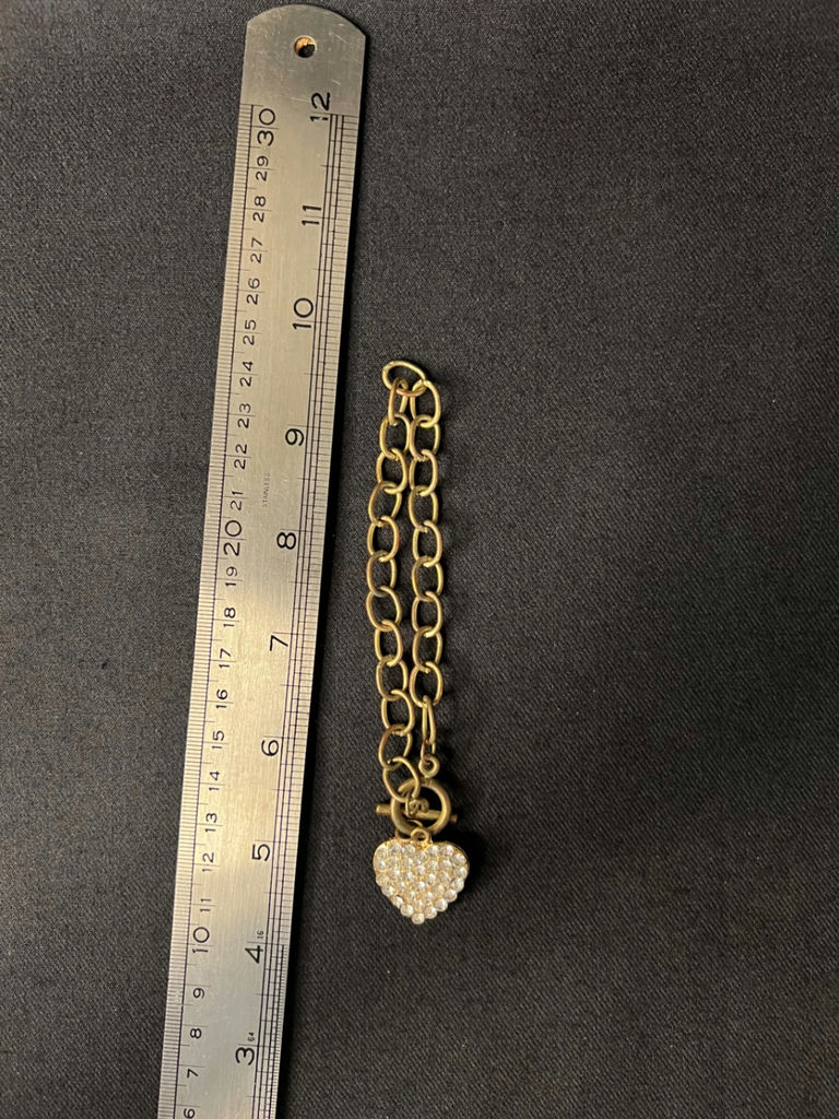 Gold-tone bracelet with pavé heart charm - image 3 of 4