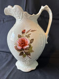 Decorative frosted glass angel dish, Antique rose-pattern ceramic pitcher, and Kitchen Prayer heart plate - thumbnail 1 of 10