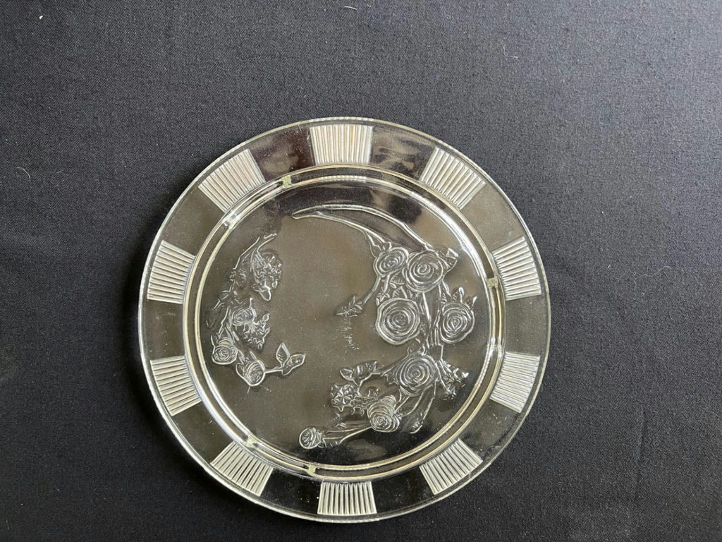 Vintage Crystal cut-glass lidded candy dish and decorative plate - image 9 of 9