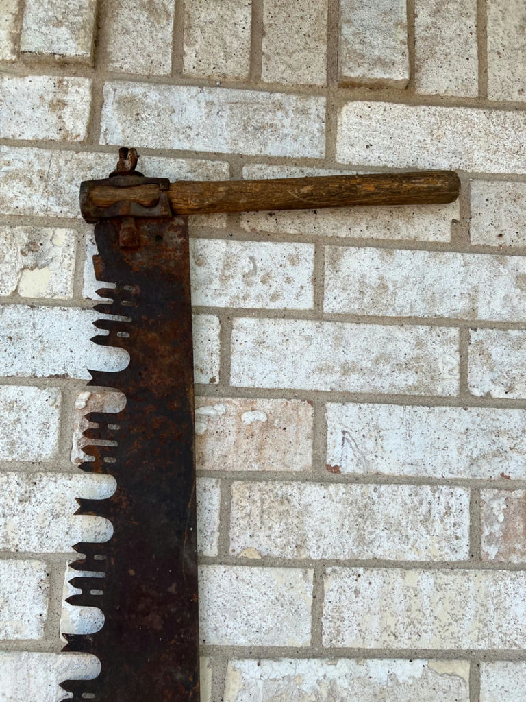 Antique long hand saw with wooden handle - image 5 of 5