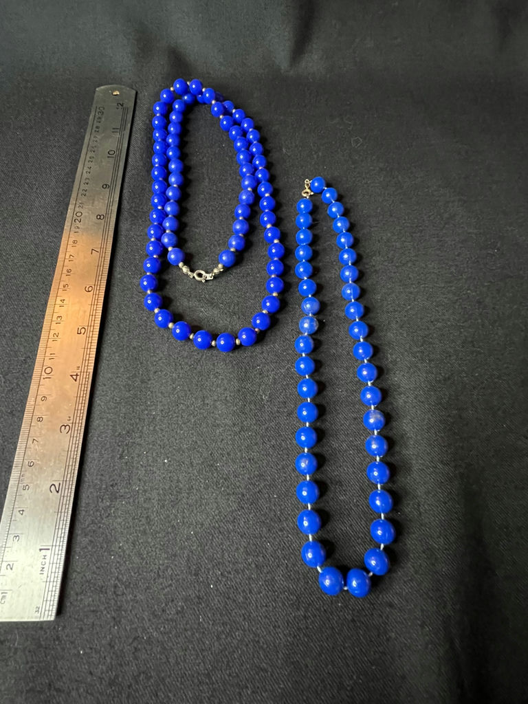 Beaded necklace collection in blue, black and gold tones - image 4 of 12