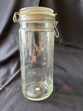 Vintage Red glass goblets, a wooden meat tenderizer, and 2 glass mason containers - thumbnail 6 of 10