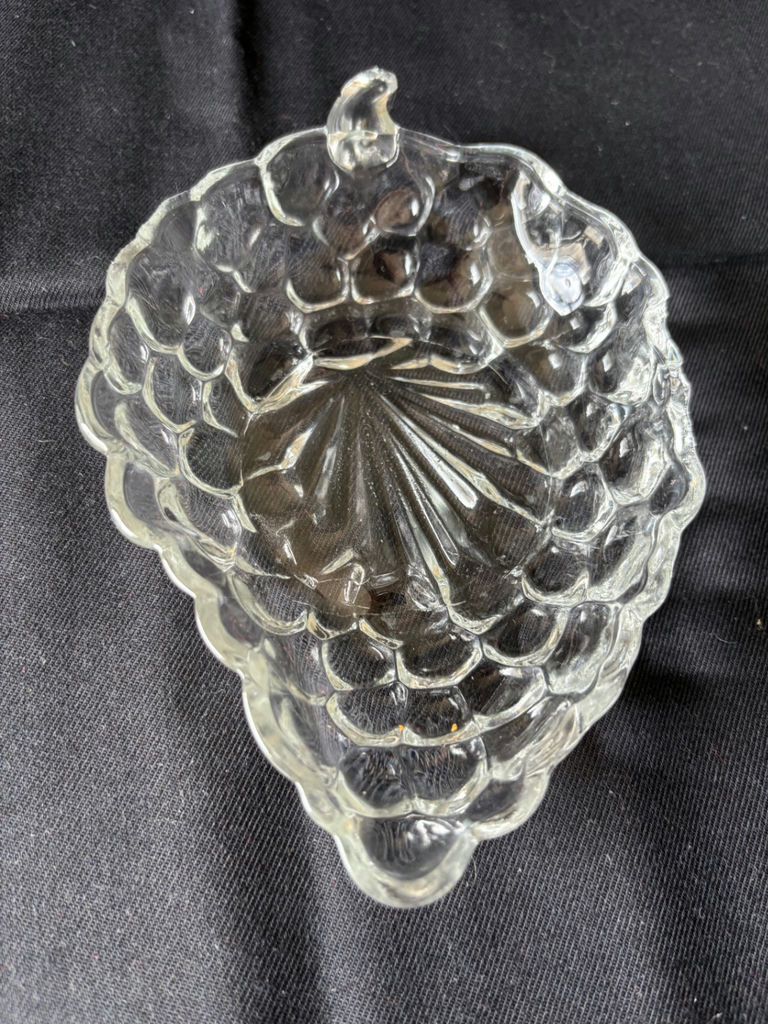 Crystal Glass Dish with Matching Creamer and Grape glass dish - image 8 of 8