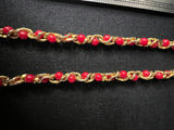 Gold-tone chain necklace with red beads - thumbnail 6 of 8