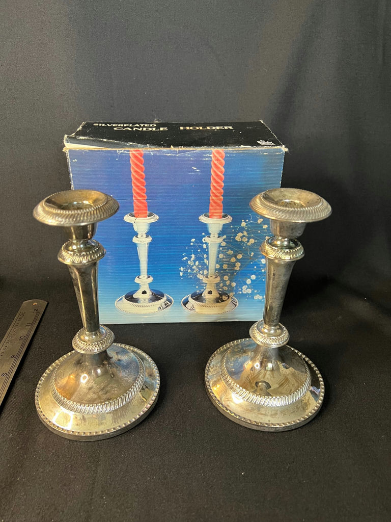 Vintage Candle Garden centerpiece with glitter evergreen trees and silver-plated candlesticks - image 9 of 11