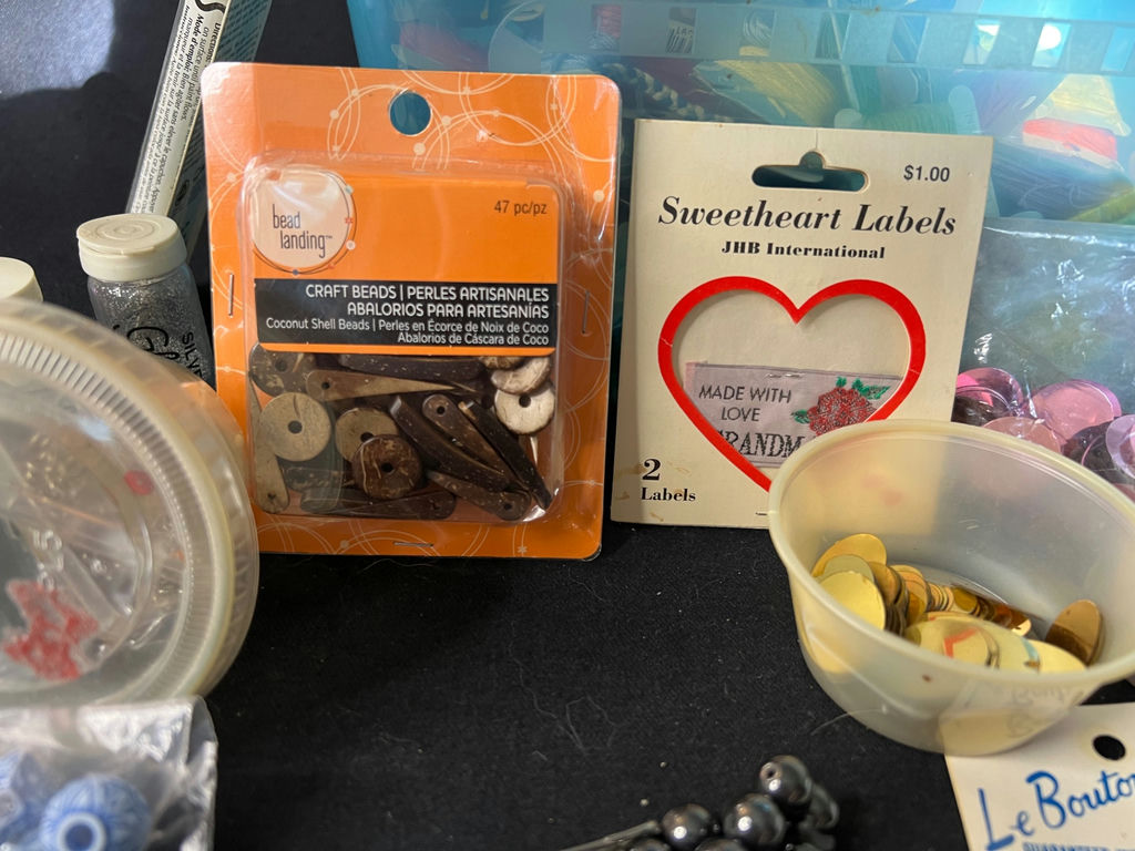 Assorted vintage embroidery kits, floss, beads, and craft supplies - image 9 of 11