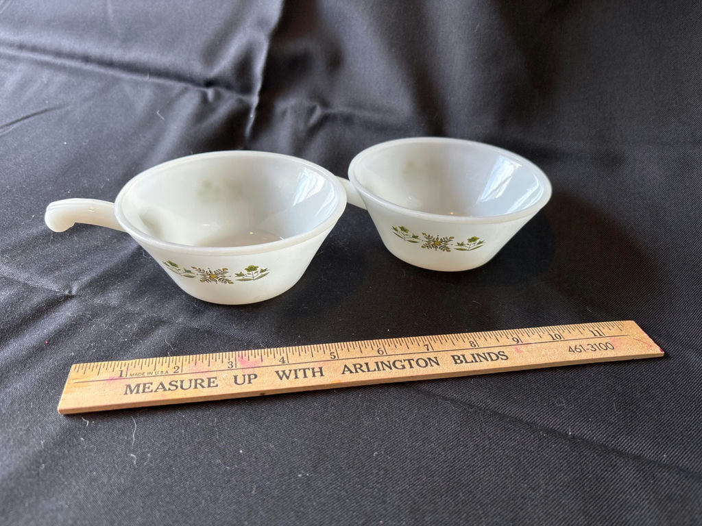 Mid-century, Milk Glass "Anchor Hocking Fire King" handled soup bowls - image 2 of 3