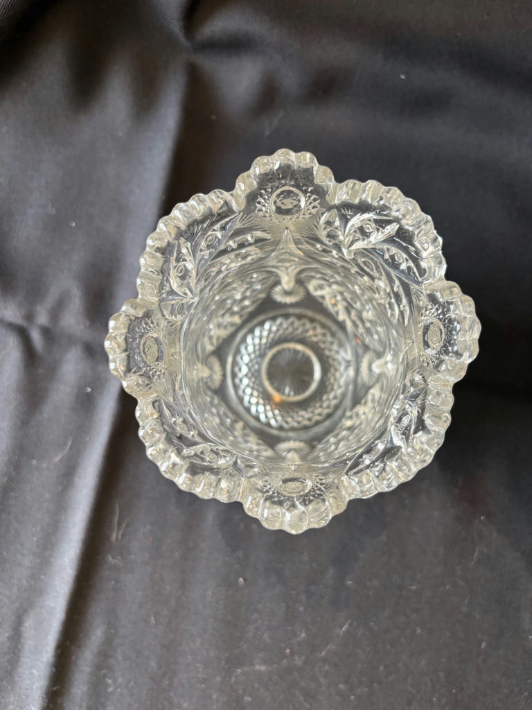 Etched Crystal Glassware: Vase and Pedestal Bowl - image 3 of 6