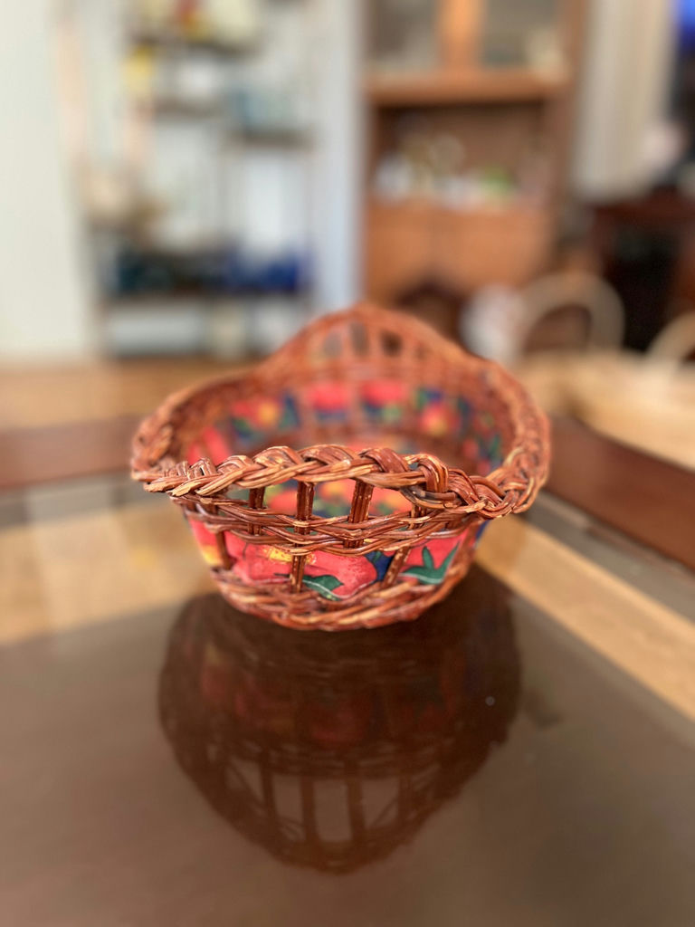 Vintage Woven wicker utensil/napkin holder and vintage wicker basket - image 3 of 13