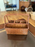 Vintage Woven wicker utensil/napkin holder and vintage wicker basket - thumbnail 9 of 13