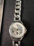 Silver wristwatch with chain-link bracelet and gold-tone adjustable necklace - thumbnail 1 of 9