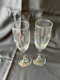 Vintage Green goblets with gold rims and clear champagne flutes - thumbnail 6 of 6