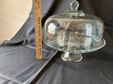 Crystal cake stand with matching dome, crystal candle holders and diamond cut salt and pepper shaker bottles - thumbnail 1 of 10