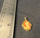 Gold-tone oval cameo pendant with profile portrait - thumbnail 3 of 5