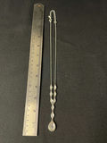 Silver-tone necklace with crystal drop pendant and one pair of shell earrings (blue enamel and gold-tone) - thumbnail 1 of 6