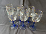 Set of 6 Vintage Lennox Swag Drape Cobalt Blue Stemmed Crystal Wine Glasses - thumbnail 1 of 5