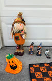 Halloween decorations: scarecrow figure with pumpkins, witches, ghosts, and placemats - thumbnail 1 of 6