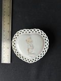 Vintage Precious Moments lidded keepsake dish, Milk Glass divided plate with gold rim, and ceramic ashtray - thumbnail 5 of 9