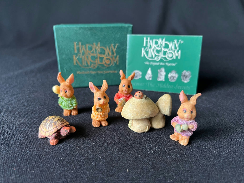 Harmony Kingdom Collectible Box Figurines: Rabbits, Turtle, and Mushrooms - image 1 of 9