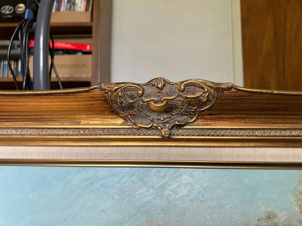 Vintage Parisian waterfront painting in ornate frame - image 6 of 10