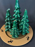 Vintage Candle Garden centerpiece with glitter evergreen trees and silver-plated candlesticks - thumbnail 3 of 11