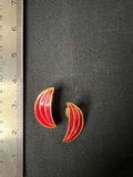 Gold-tone beaded necklace with multicolored charms and red enamel crescent earrings - thumbnail 6 of 8