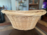Vintage wicker basket with handle, vintage wicker laundry basket and painted farm tote - thumbnail 1 of 23