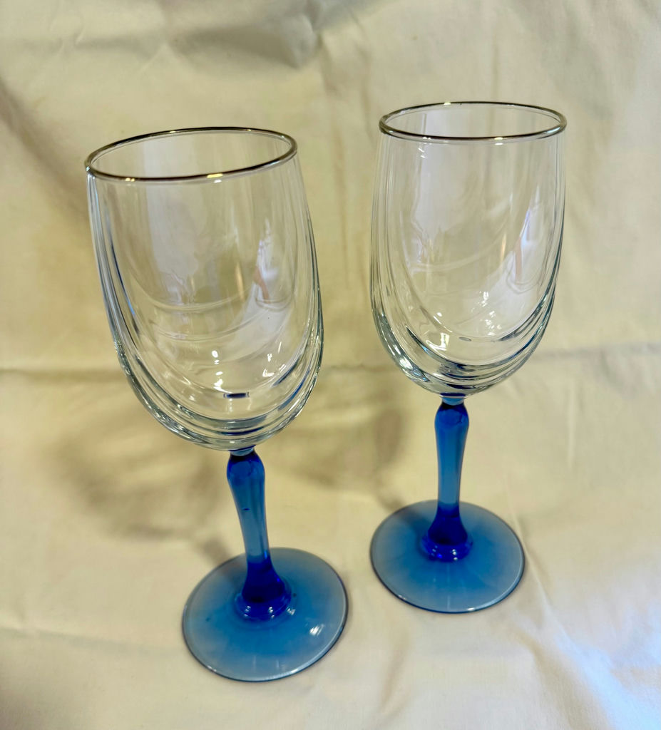 Set of 6 Vintage Lennox Swag Drape Cobalt Blue Stemmed Crystal Wine Glasses - image 4 of 5