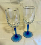Set of 6 Vintage Lennox Swag Drape Cobalt Blue Stemmed Crystal Wine Glasses - thumbnail 4 of 5