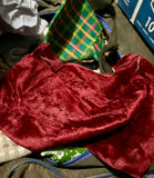 Assorted vintage fabric pieces and textiles: solid, houndstooth, plaid, polka dots, florals, crushed velvet, terry - thumbnail 12 of 14