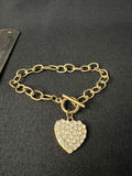 Gold-tone bracelet with pavé heart charm - thumbnail 1 of 4