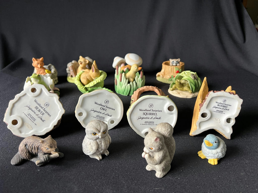 Vintage Franklin Mint "Woodland Surprises" full set of 12 animal figurines - image 4 of 9