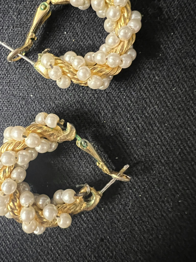 Pearl and Crystal Jewelry Set with Studs, Hoops, and Bracelet - image 5 of 12