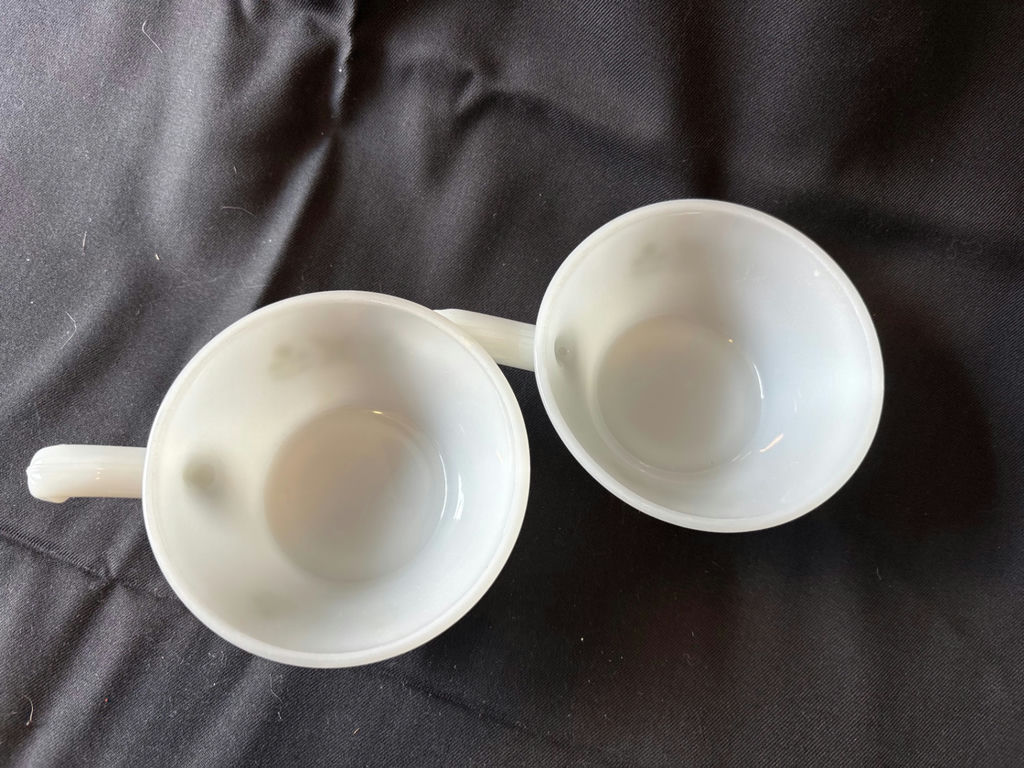 Mid-century, Milk Glass "Anchor Hocking Fire King" handled soup bowls - image 1 of 3