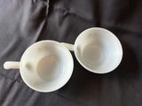 Mid-century, Milk Glass "Anchor Hocking Fire King" handled soup bowls - thumbnail 1 of 3