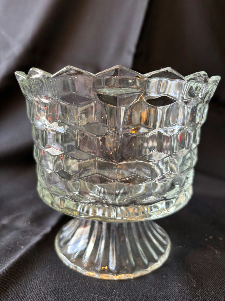 Etched Crystal Glassware: Vase and Pedestal Bowl - image 4 of 6