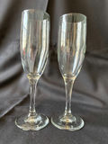 Vintage Green goblets with gold rims and clear champagne flutes - thumbnail 5 of 6