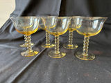 Vintage Amber-tinted stemmed wine and coupe glasses - thumbnail 3 of 10