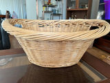 Vintage wicker basket with handle, vintage wicker laundry basket and painted farm tote - thumbnail 4 of 23