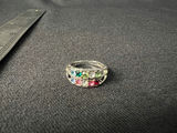 Silver-tone two-row multicolor stone ring - thumbnail 1 of 7