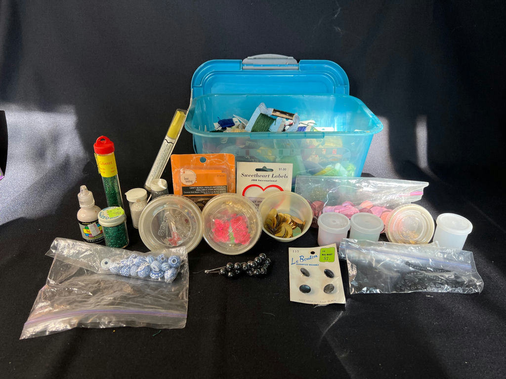 Assorted vintage embroidery kits, floss, beads, and craft supplies - image 7 of 11