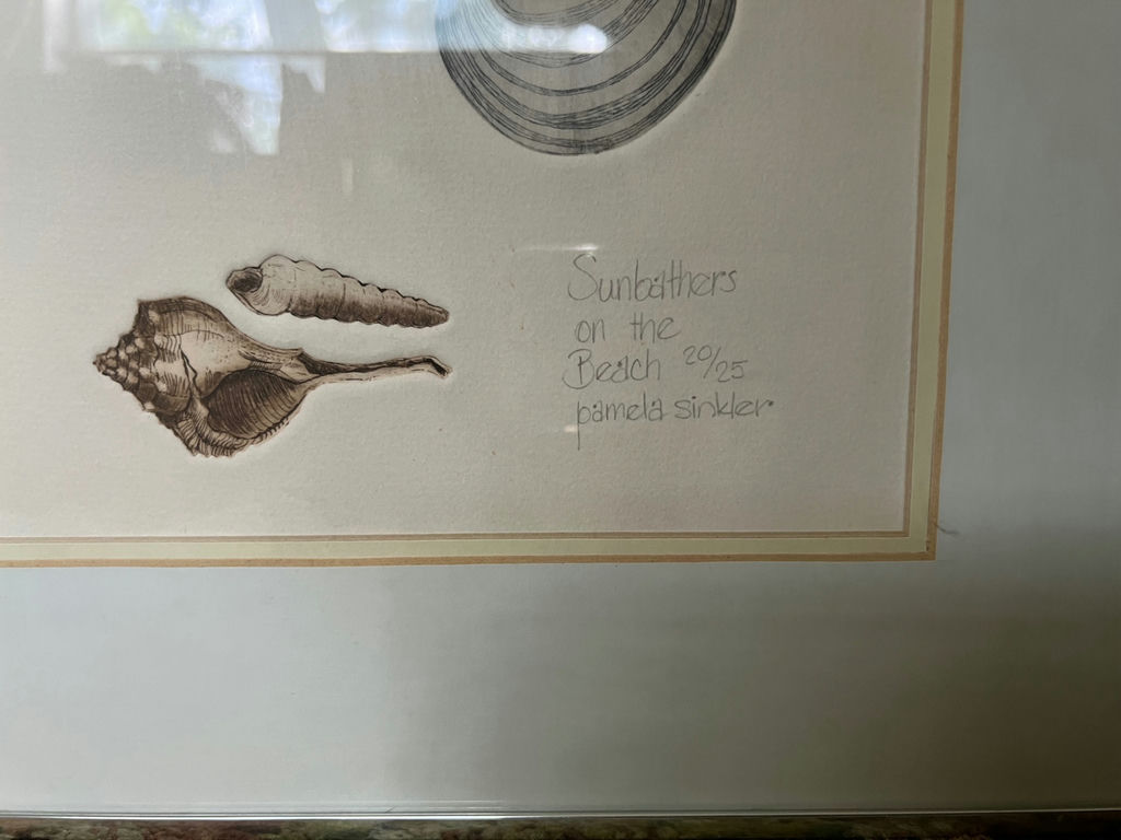 Vintage Pamela Sinkler's "Sunbathers on the Beach" Framed, Signed, Limited Edition - image 6 of 6
