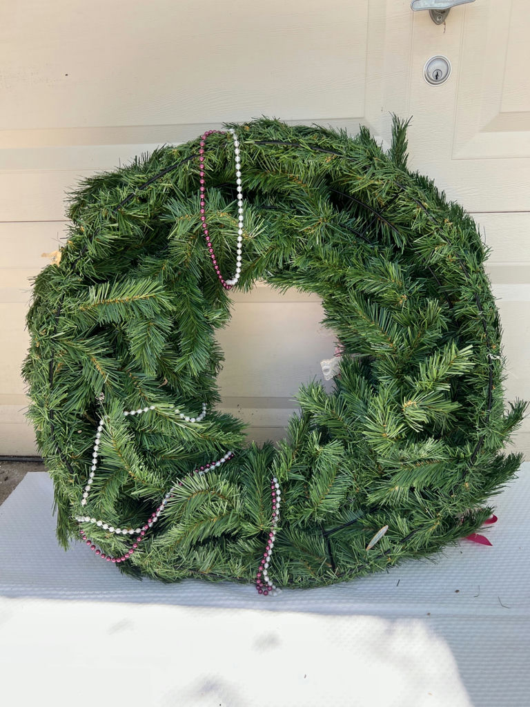 Vintage Evergreen Christmas cherub wreath and decorative greens with candle and vases - image 7 of 12