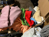 Assorted vintage fabric pieces and textiles: solid, houndstooth, plaid, polka dots, florals, crushed velvet, terry - thumbnail 1 of 14