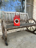 Vintage red metal railway signal lantern - thumbnail 1 of 6