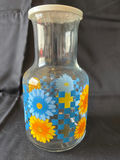 Vintage carafe, hand-painted glass storage jars, and ceramic condiment jars with floral and fruit designs - thumbnail 1 of 7