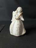 Vintage Department 56 gold-painted porelain cherubs, ceramic angel figurine, skark's tooth necklace - thumbnail 7 of 13