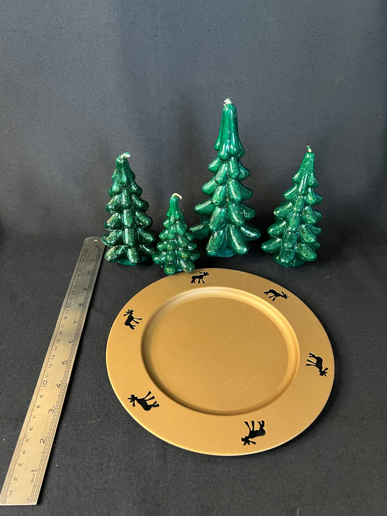 Vintage Candle Garden centerpiece with glitter evergreen trees and silver-plated candlesticks - image 2 of 11